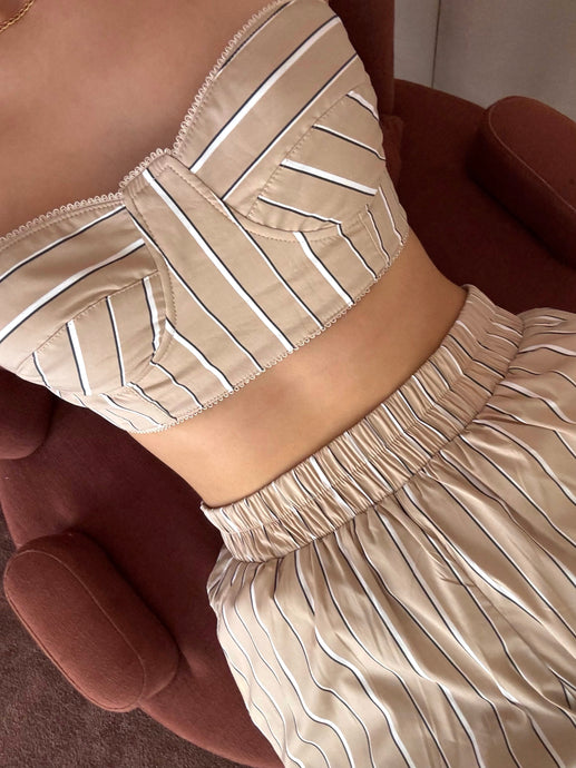 Beige Striped Top