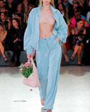 Load image into Gallery viewer, Blue Denim Jeans W/ Pink Floral Appliqués