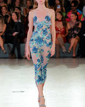 Load image into Gallery viewer, Blue Flowers Midi Skirt