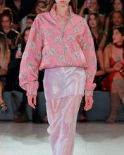 Load image into Gallery viewer, Pink Floral Jacquard Bomber Jacket