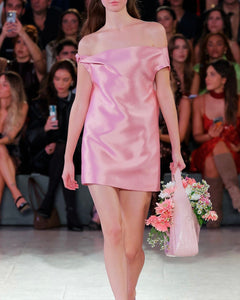 Off-Shoulders Pink Mini Dress