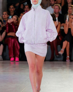 Lilac Floral Jacquard Bomber Jacket