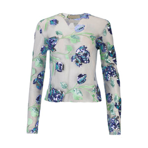 Blue Flowers Long Sleeve Top