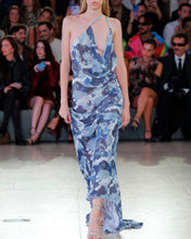 Load image into Gallery viewer, Blue Floral Sequins Maxi Dress