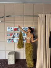 Load image into Gallery viewer, Yellow Ostrich Feathers Midi Skirt