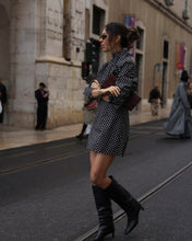 Load image into Gallery viewer, Black &amp; White Polka Dot Mini Dress