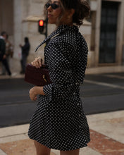 Load image into Gallery viewer, Black &amp; White Polka Dot Mini Dress