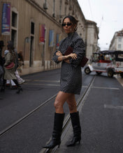 Load image into Gallery viewer, Black &amp; White Polka Dot Mini Dress