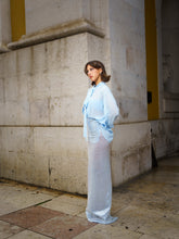Load image into Gallery viewer, Light Blue Sequins Midi Skirt