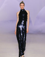 Load image into Gallery viewer, Blue Halter Neck Maxi Dress
