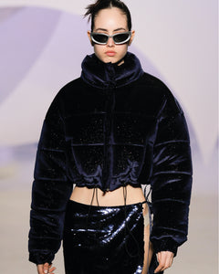 Blue Velvet Puffer Jacket