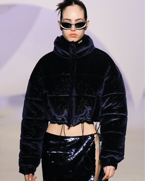 Blue Velvet Puffer Jacket