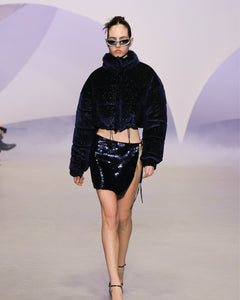 Blue Velvet Puffer Jacket