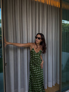 Green Polka Dot Midi Dress