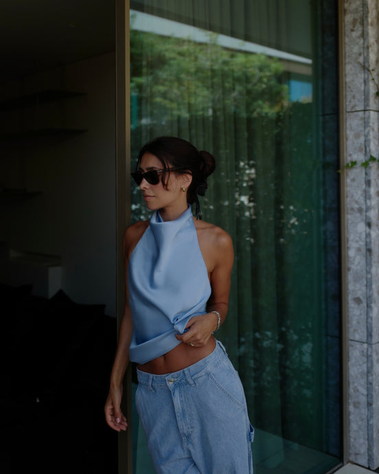 Blue Satin Top
