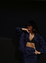 Load image into Gallery viewer, Blue and Black Trucker Jacket