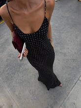 Load image into Gallery viewer, Black Polka Dot Slip Maxi Dress