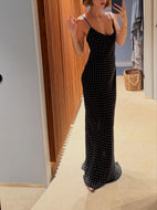 Black Polka Dot Slip Maxi Dress