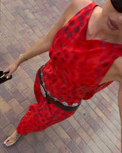 Load image into Gallery viewer, Red Silk Polka Dot Printed Maxi Dress