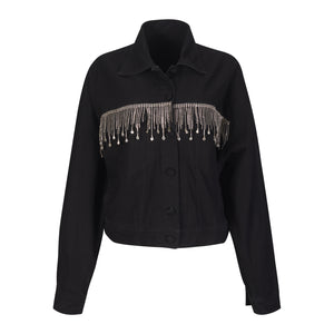 Black Jacket With Rhinestone Appliqués