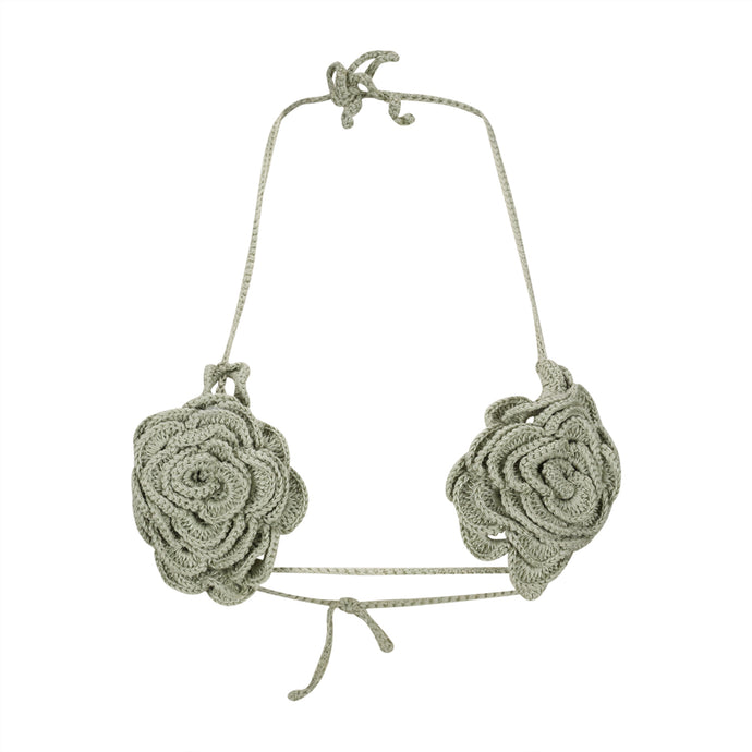 Green Crochet Bikini Flowers