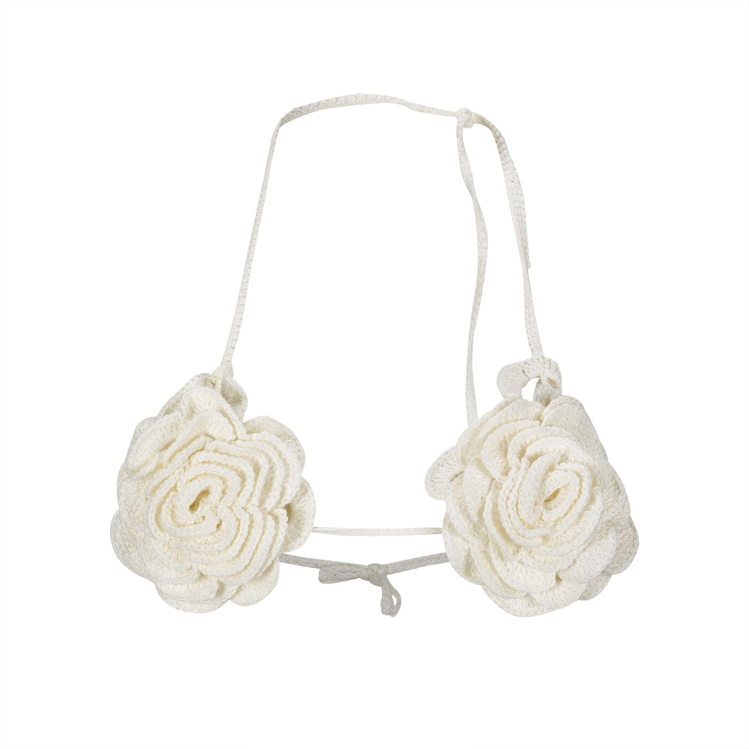 White Crochet Bikini Flowers