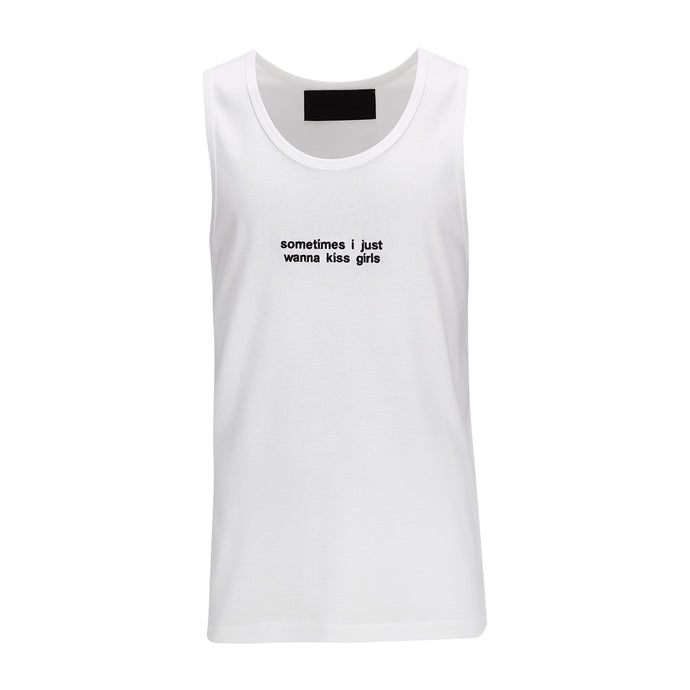 White Embroidered Singlet