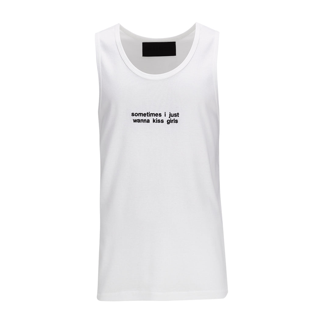 White Embroidered Singlet