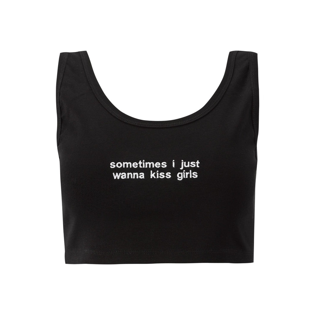 Black Embroidered Cropped Top