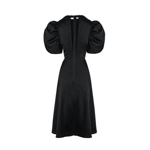 Black Balloon Sleeves Dress