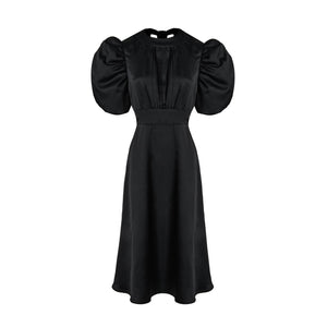 Black Balloon Sleeves Dress