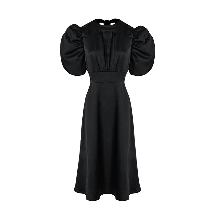 Black Balloon Sleeves Dress