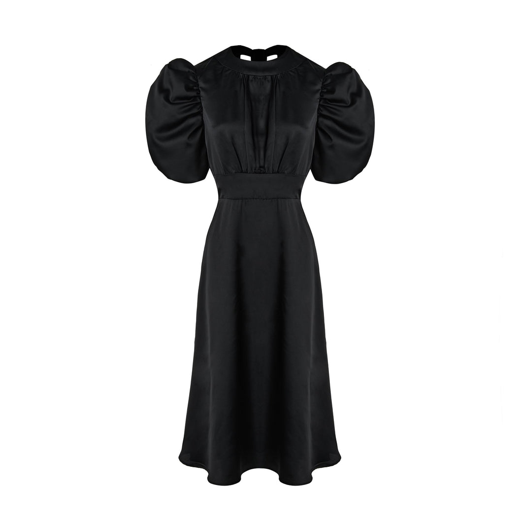 Black Balloon Sleeves Dress