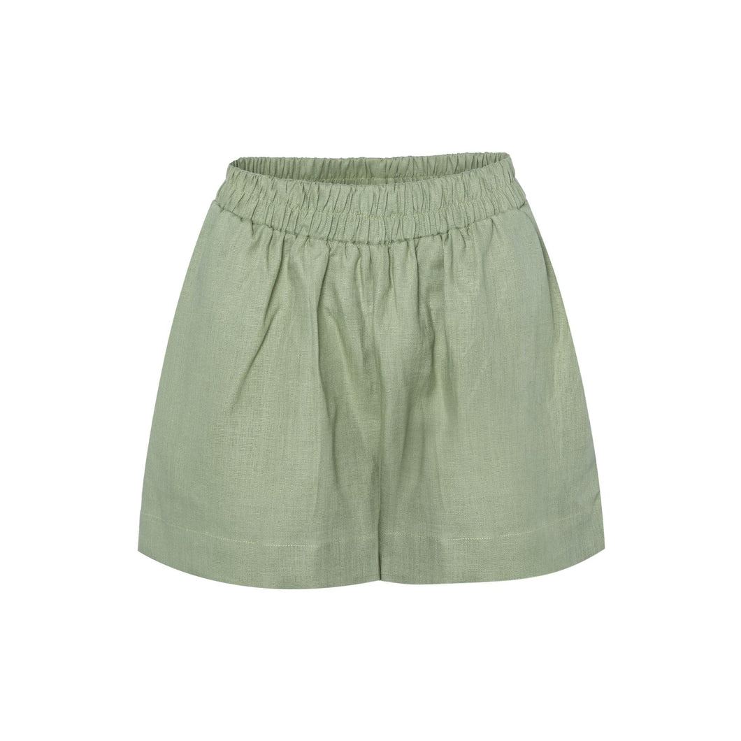 Green Linen Shorts